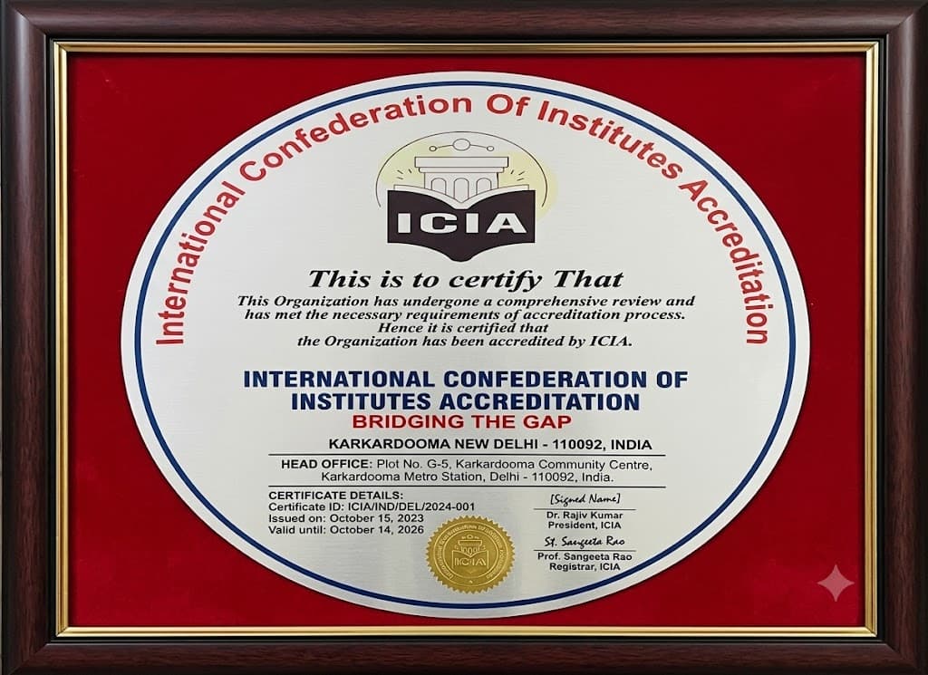 International Confederation of Institutes Accreditation — Institutional Accreditation Certificate